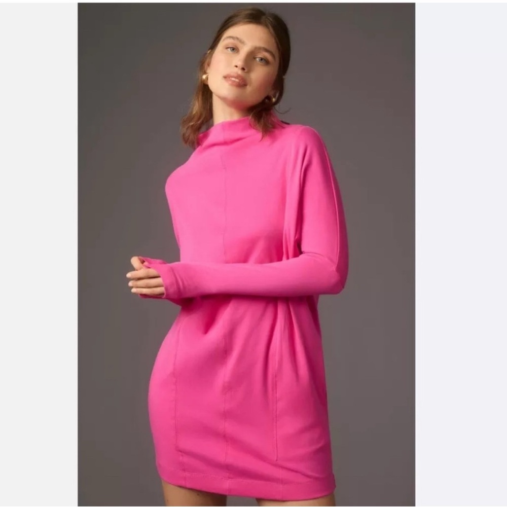 Daily Practice Anthropologie Pink Dress long sleeve mock neck